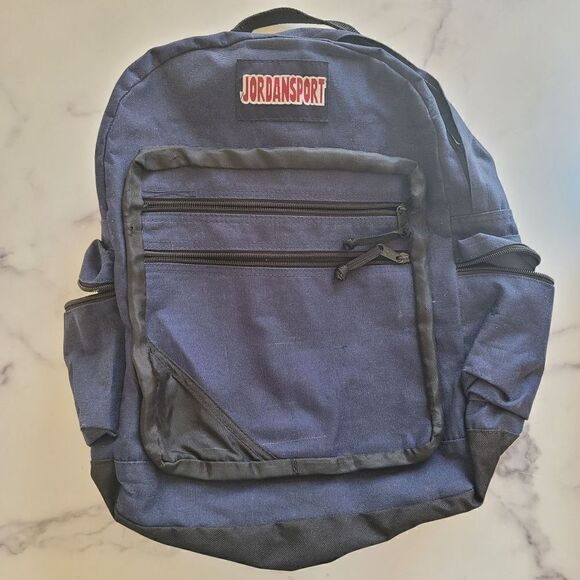 Jordansport navy blue backpack canvas school bag basic - Picture 1 of 4